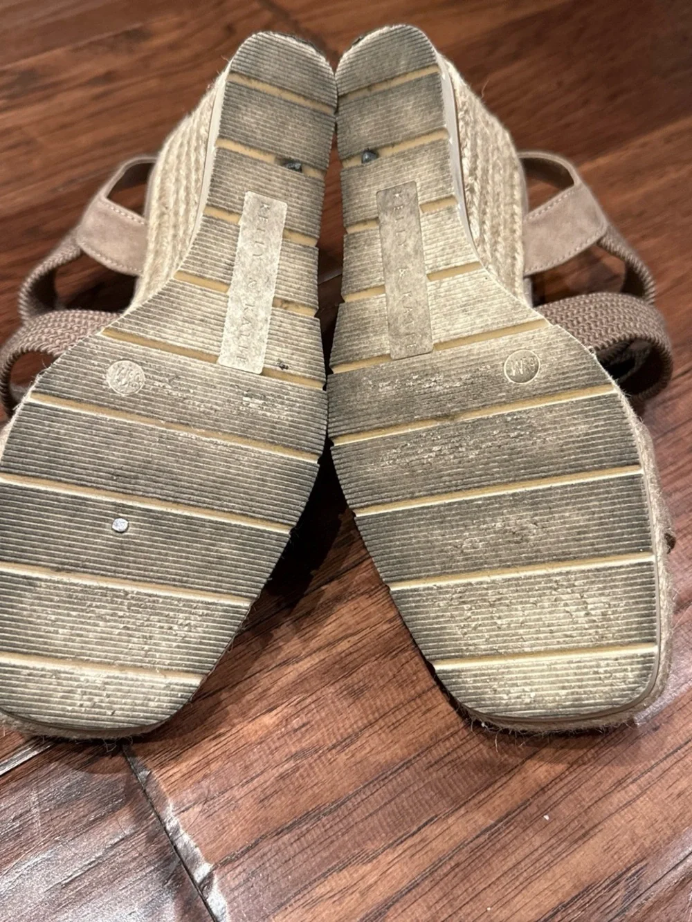 Kelly & Katie Taupe Crisscross Espadrille Wedge Sandals